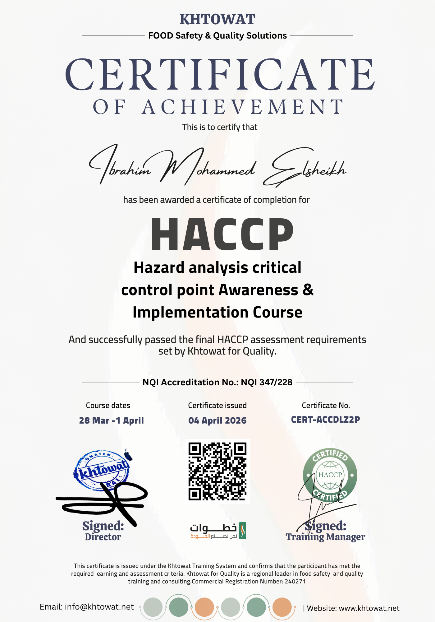 Hazard Analysis and Critical Control Point (HACCP)