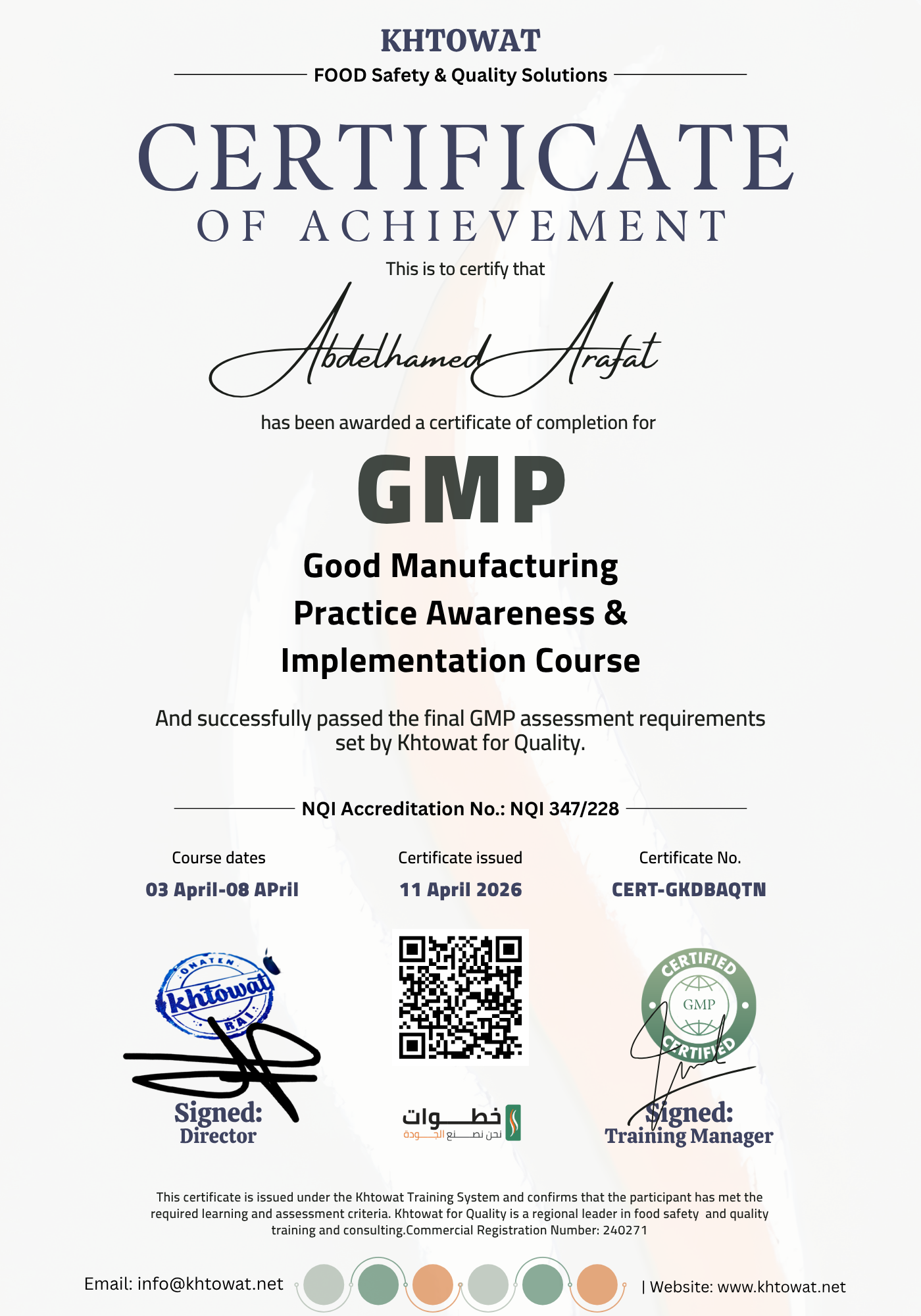 Good Manufacture Practices ( GMP)