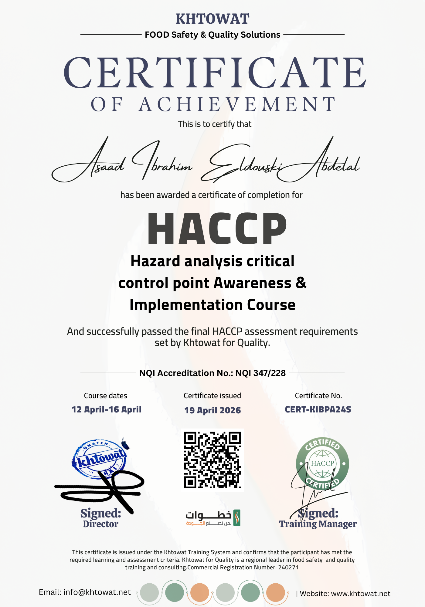 Hazard Analysis and Critical Control Point (HACCP)