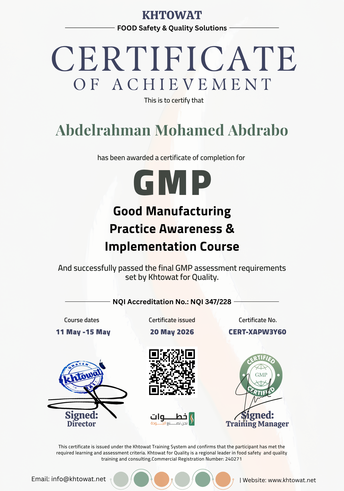 Good Manufacturing Practices (GMP)