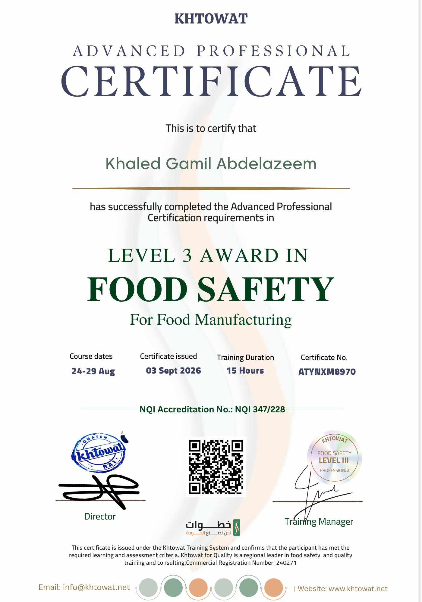 Food Safety Level 3 for Manufacturing